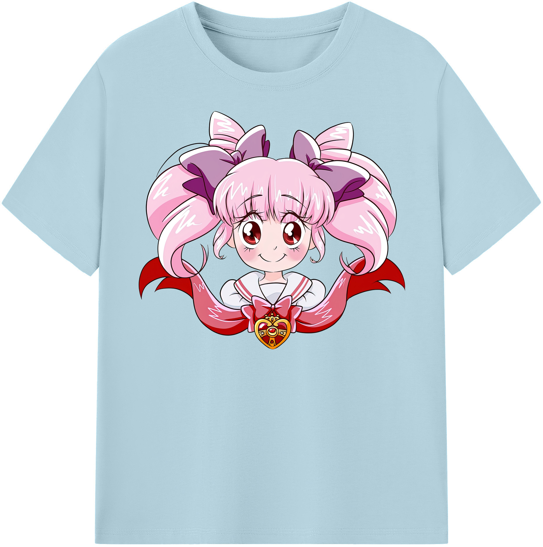 （画像用） 美少女戦士セーラームーン ちびうさ Sailor Moon Chibiusa Tsukino Usagi Small Lady Serenity 綿100％半袖Tシャツ（フロントプリント）